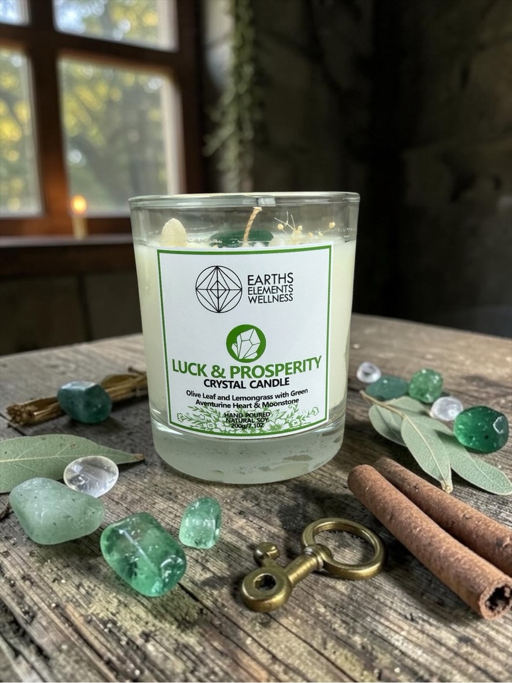 Luck & Prosperity Crystal Candle Aventurine